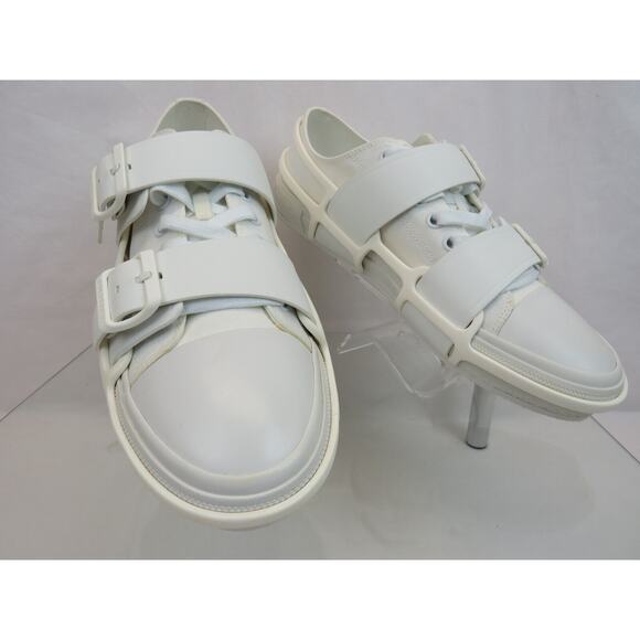 $790 BURBERRY LCS VERS WHITE CANVAS RUBBER STRAPS LOGO LOW TOP SNEAKERS 11 US 44 - Picture 11 of 14